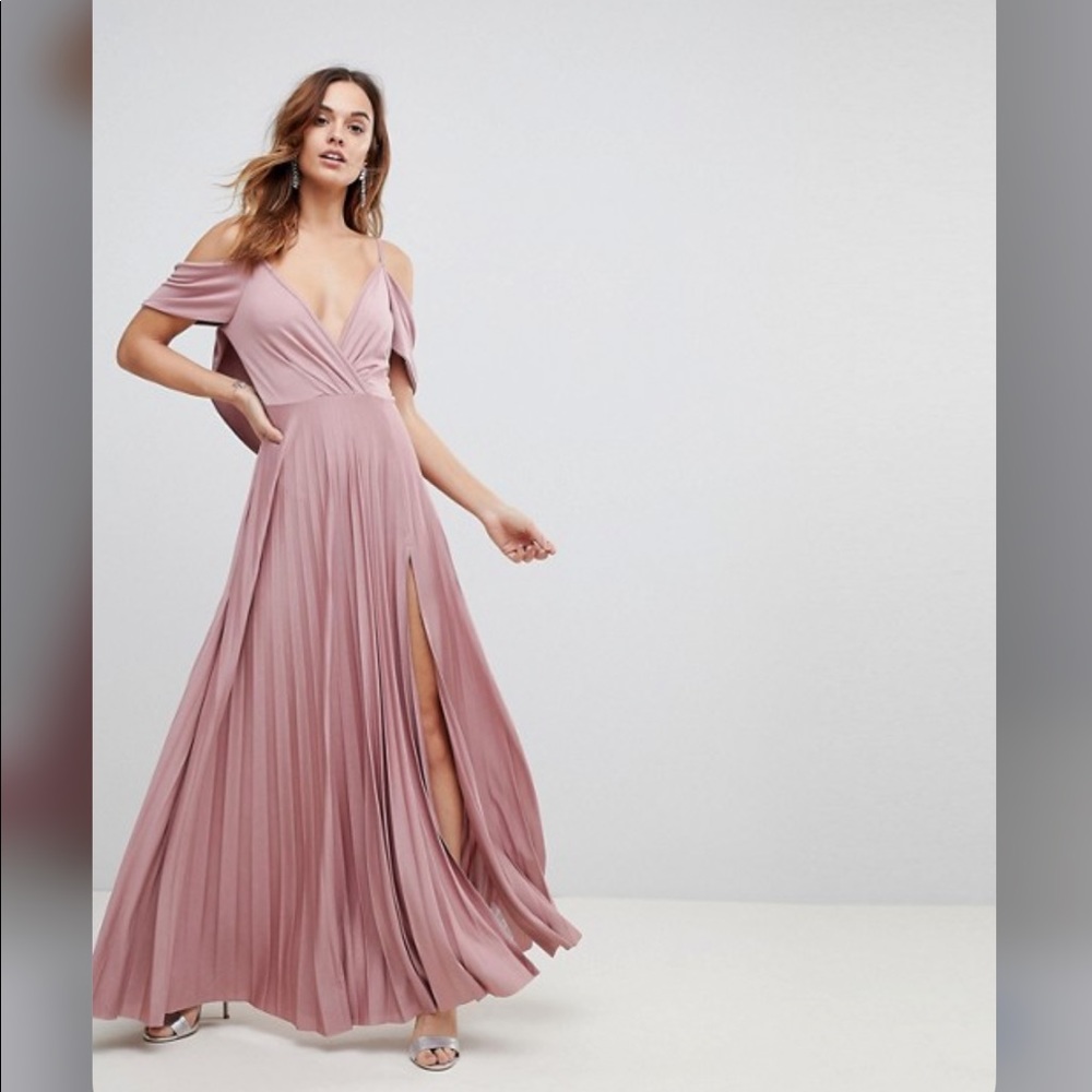 NWOT ASOS Cold shoulder cowl back rose dress Sz 4
